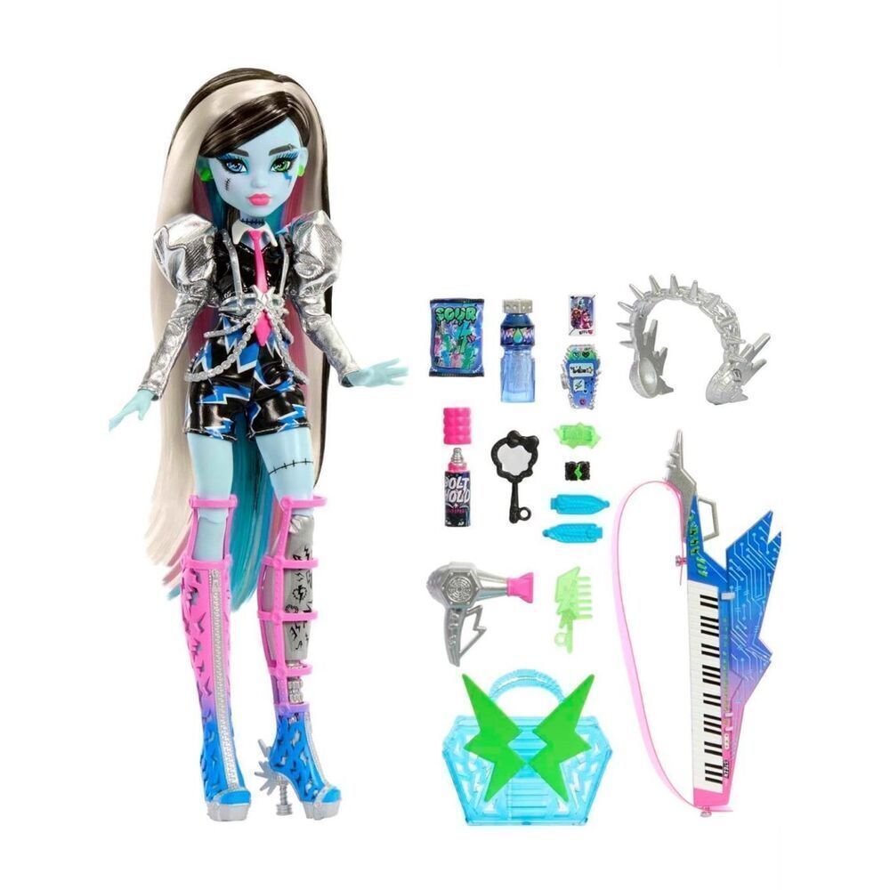 Monster High Doll, Amped Up Frankie Stein Rockstar NIB